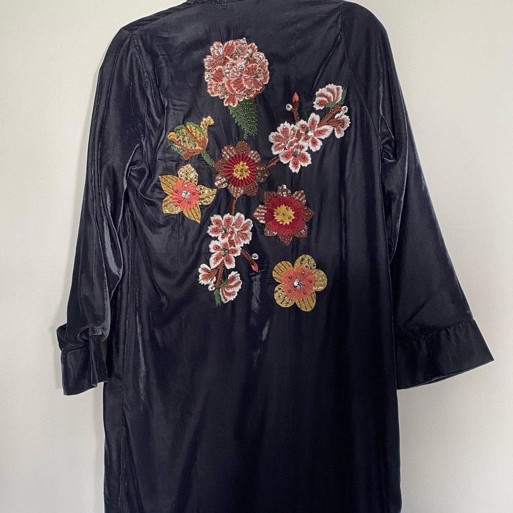 Deep blue velvet Zara Kimono